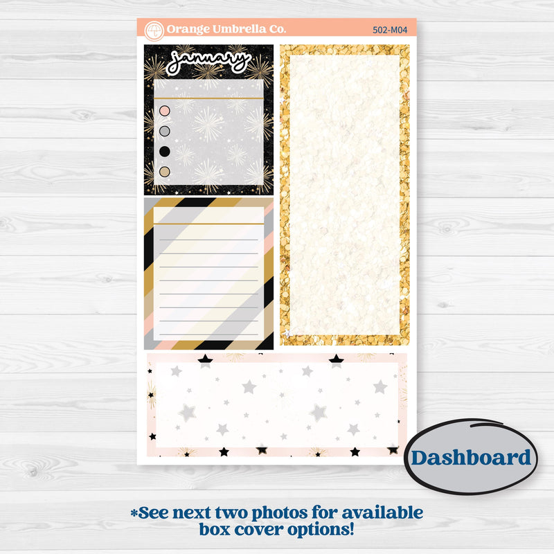 New Year’s Day Kit | A5 Erin Condren Monthly & Dashboard Sticker Kit | All That Glitters | KIT-502-M