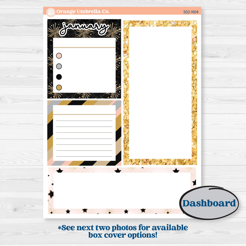 New Year’s Day Kit | 7x9 Erin Condren Life Planner Monthly & Dashboard Sticker Kit | All That Glitters | KIT-502-N