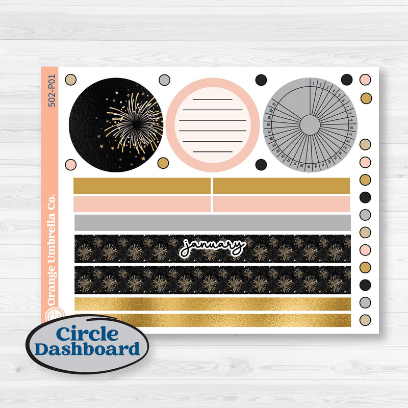 New Year’s Day Kit | A5 Plum Monthly & Dashboard Planner Kit Stickers | All That Glitters | KIT-502-P