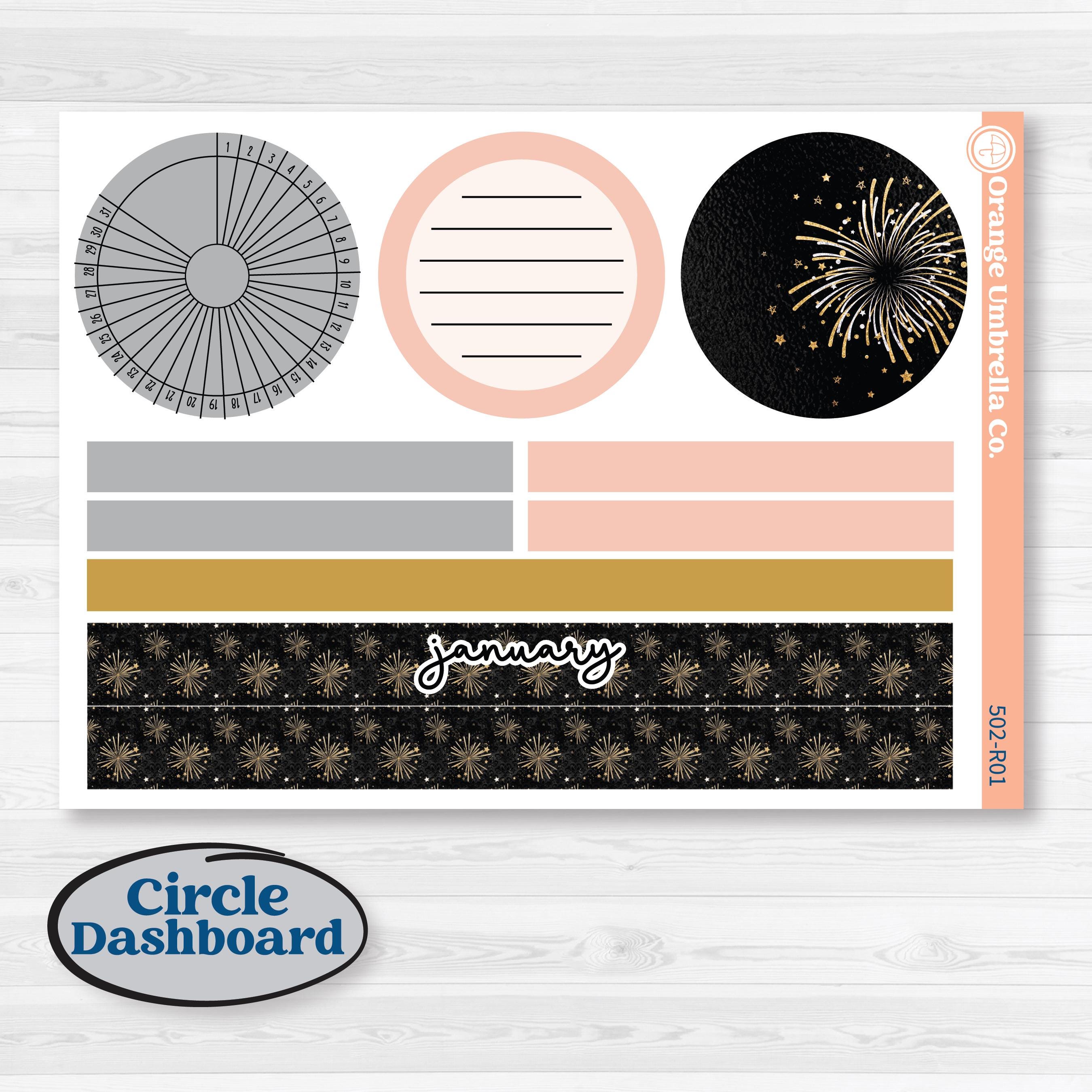 New Year’s Day Kit | 8.5x11 Plum Monthly & Dashboard Planner Kit Stickers | All That Glitters | KIT-502-R
