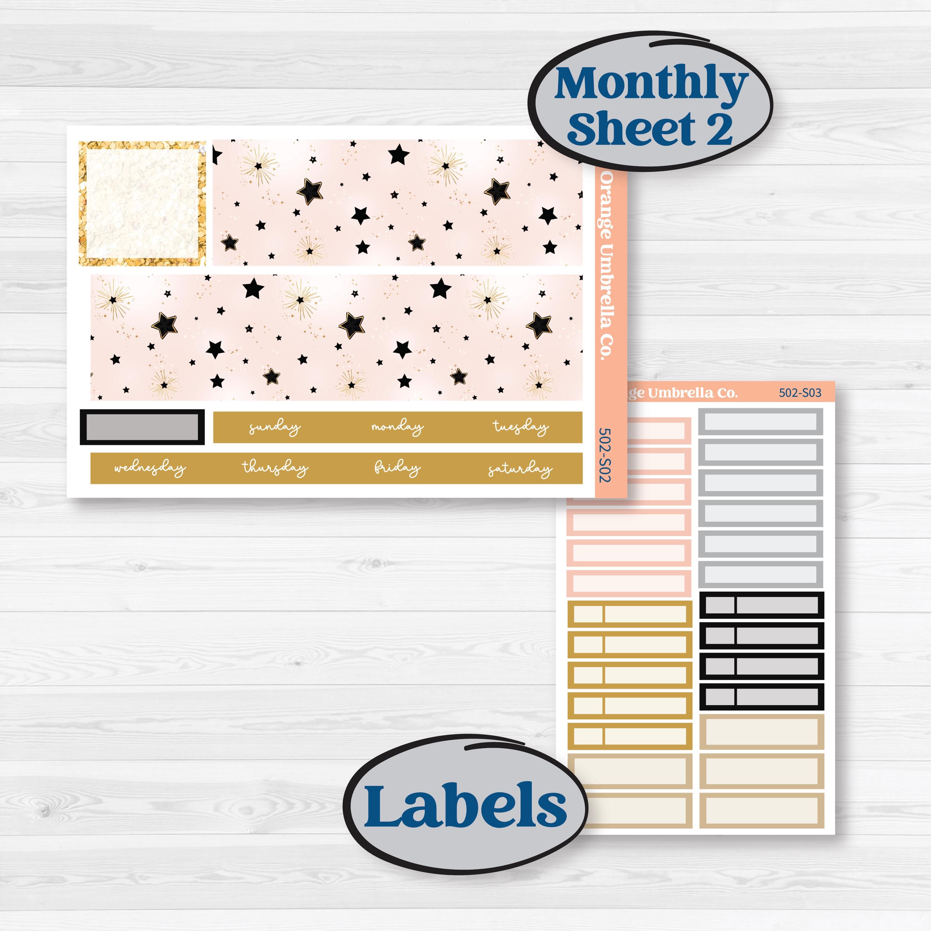 New Year’s Day Kit | Hobonichi Cousin Monthly Planner Kit Stickers | All That Glitters | KIT-502-S