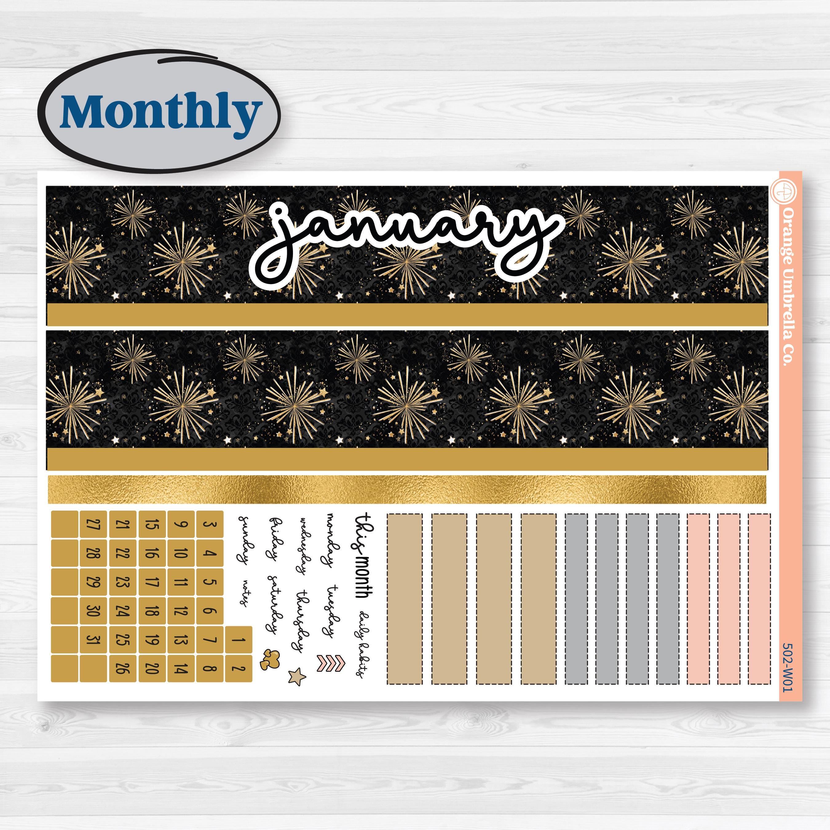 New Year’s Day Kit | Laurel Denise Scout Large Planner Kit Stickers | All That Glitters | KIT-502-W