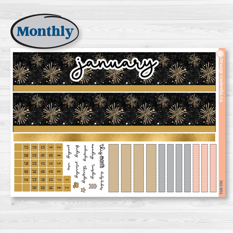 New Year’s Day Kit | Laurel Denise Scout Large Planner Kit Stickers | All That Glitters | KIT-502-W