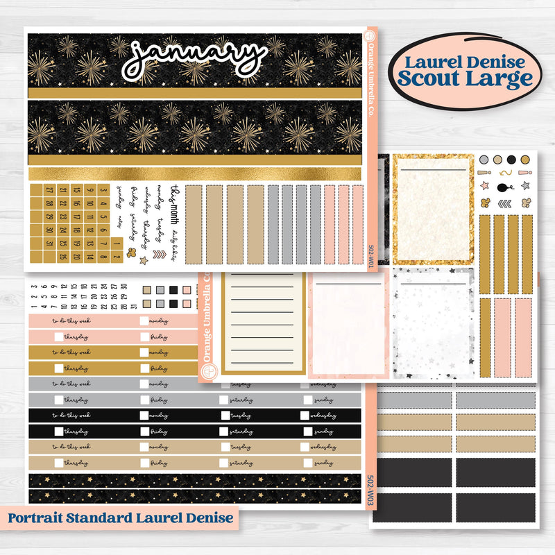 New Year’s Day Kit | Laurel Denise Scout Large Planner Kit Stickers | All That Glitters | KIT-502-W