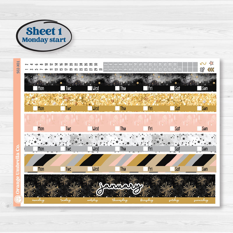 New Year’s Day Kit | Laurel Denise Jo Large Planner Kit Stickers | All That Glitters | KIT-502-X