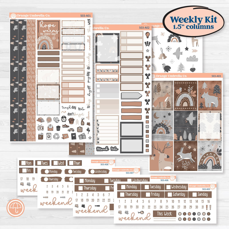 Neutral Woodland Kit | Weekly Sticker Kit for Vertical Planners like Erin Condren | Whispers of Hope | KIT-503-A