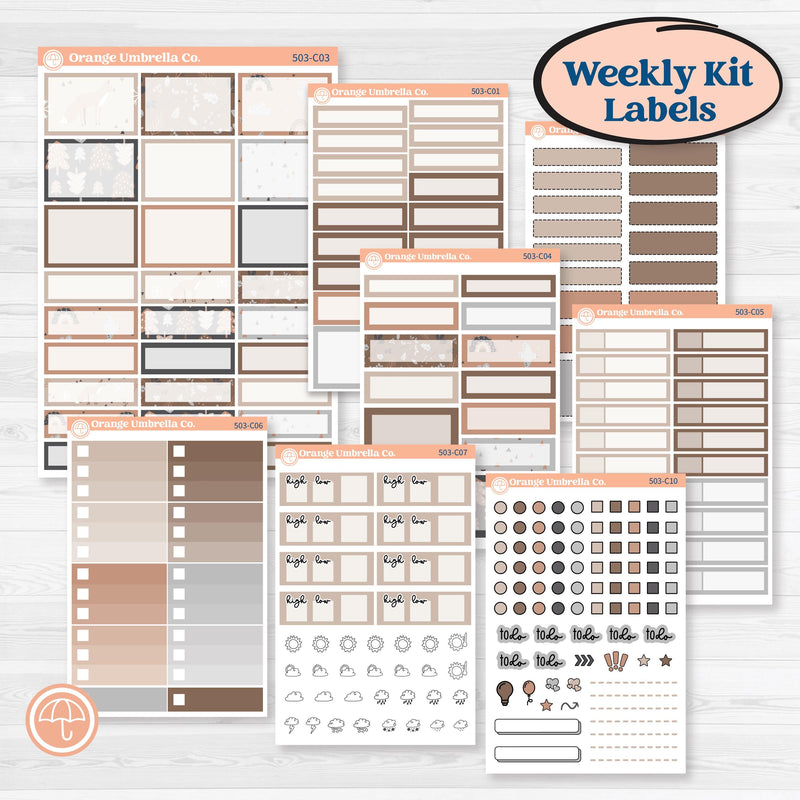 Neutral Woodland Kit | Weekly Add-On Labels Planner Kit Stickers | Whispers of Hope | KIT-503-C