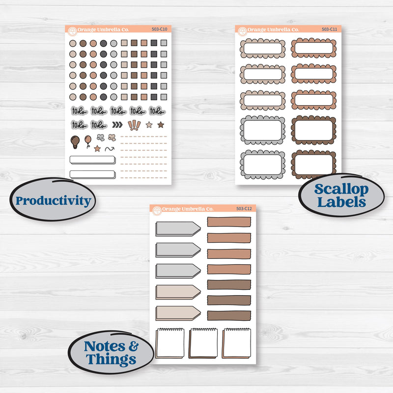 Neutral Woodland Kit | Weekly Add-On Labels Planner Kit Stickers | Whispers of Hope | KIT-503-C