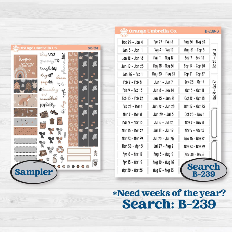 Neutral Woodland Kit | Hobonichi Cousin Weekly & Daily Planner Kit Stickers | Whispers of Hope | KIT-503-E