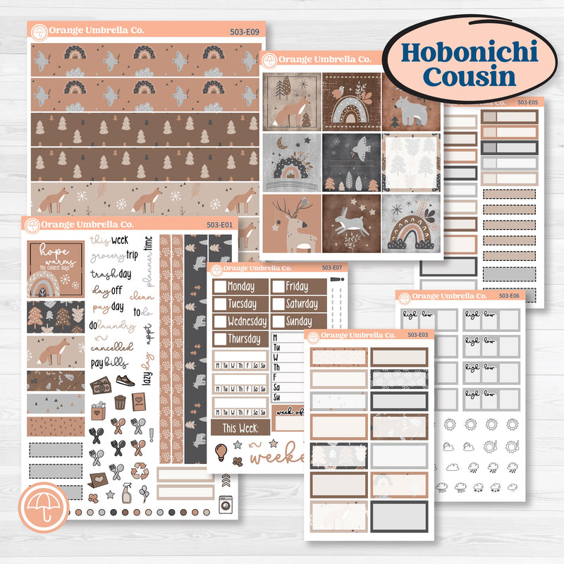 Neutral Woodland Kit | Hobonichi Cousin Weekly & Daily Planner Kit Stickers | Whispers of Hope | KIT-503-E