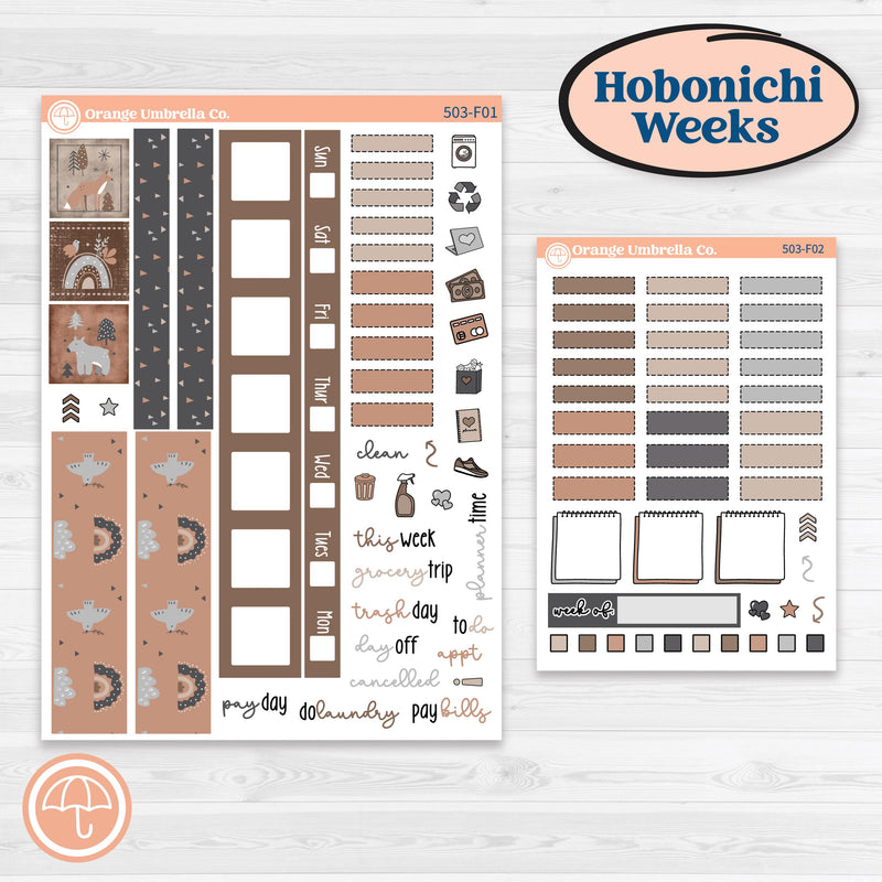 Neutral Woodland Kit | Hobonichi Weeks Weekly Planner Kit Stickers | Whispers of Hope | KIT-503-F