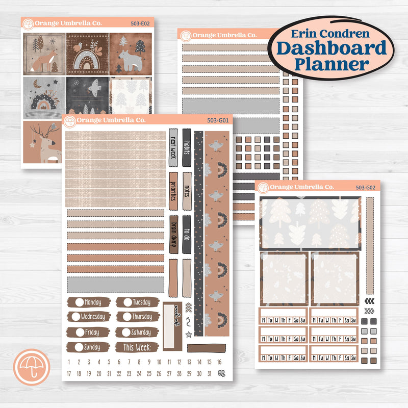 Neutral Woodland Kit | Erin Condren Weekly Dashboard Planner Kit Stickers | Whispers of Hope | KIT-503-G