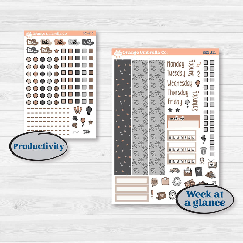 Neutral Woodland Kit | A5 Daily Duo Planner Kit Stickers | Whispers of Hope | KIT-503-J