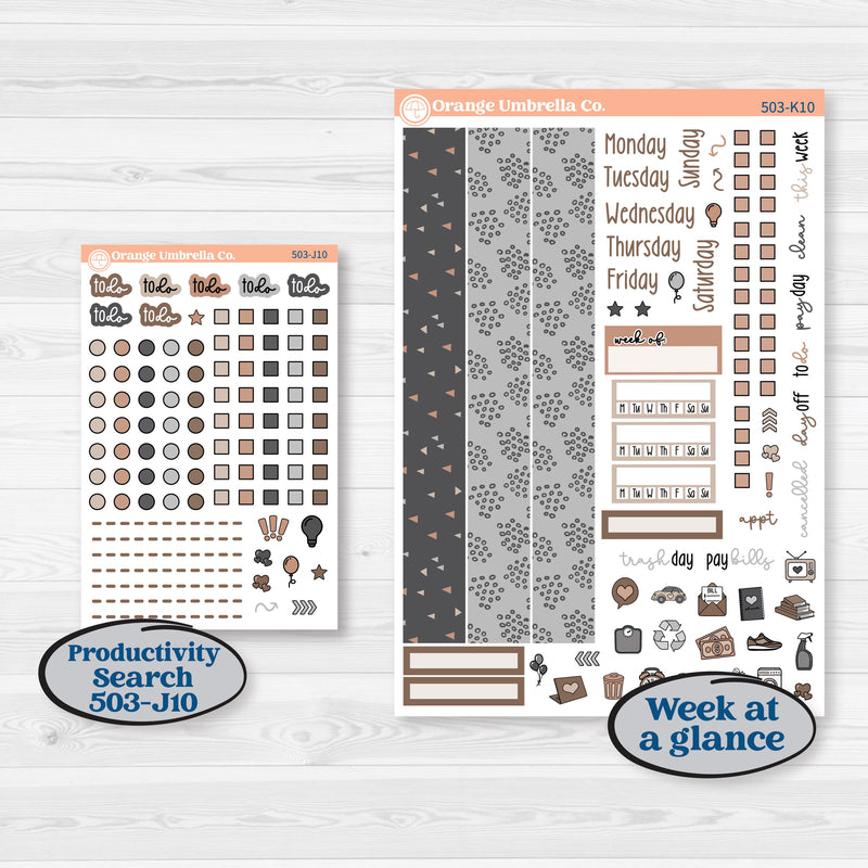 Neutral Woodland Kit | 7x9 Erin Condren Daily Duo Planner Kit Stickers | Whispers of Hope | KIT-503-K
