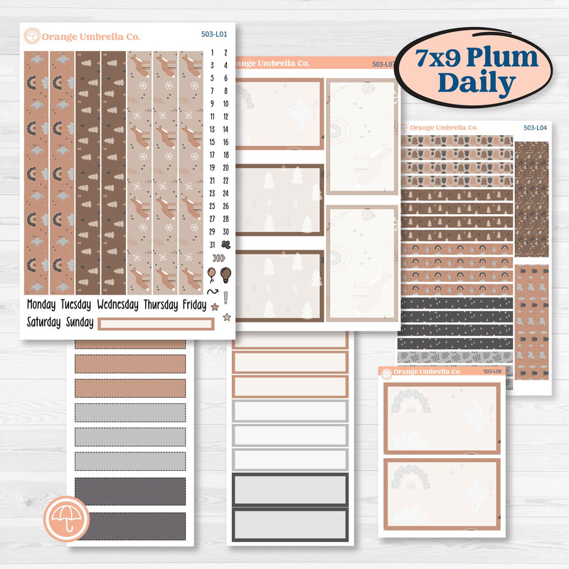 Neutral Woodland Kit | 7x9 Plum Daily Planner Kit Stickers | Whispers of Hope | KIT-503-L