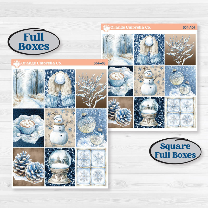 Nostalgic Frosty Winter Kit | Weekly Sticker Kit for Vertical Planners like Erin Condren | Frosted Windowpanes | KIT-504-A