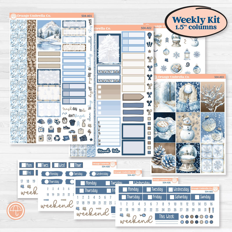 Nostalgic Frosty Winter Kit | Weekly Sticker Kit for Vertical Planners like Erin Condren | Frosted Windowpanes | KIT-504-A