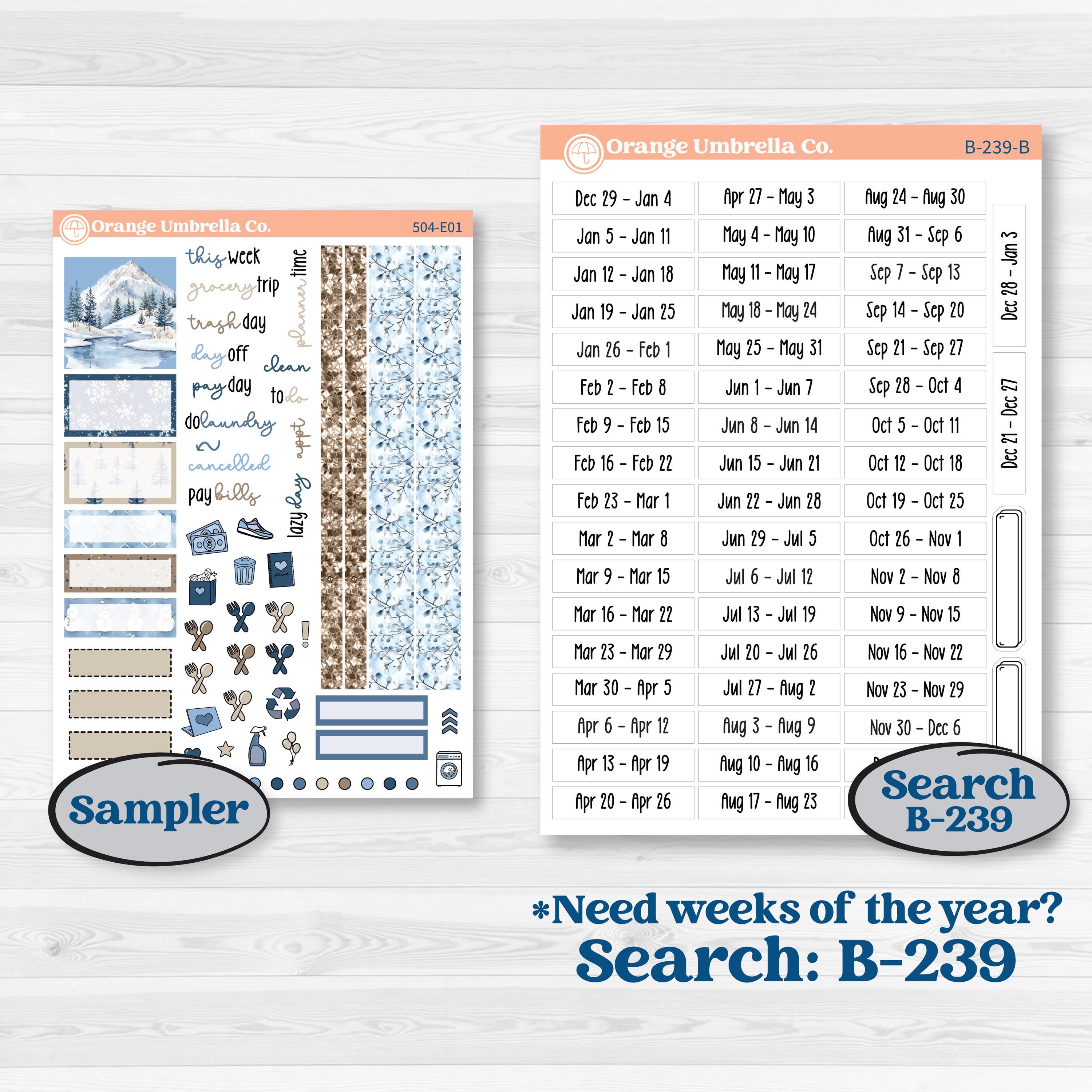 Nostalgic Frosty Winter Kit | Hobonichi Cousin Weekly & Daily Planner Kit Stickers | Frosted Windowpanes | KIT-504-E
