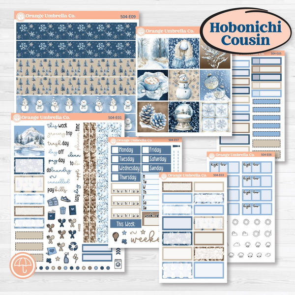 Nostalgic Frosty Winter Kit | Hobonichi Cousin Weekly & Daily Planner Kit Stickers | Frosted Windowpanes | KIT-504-E