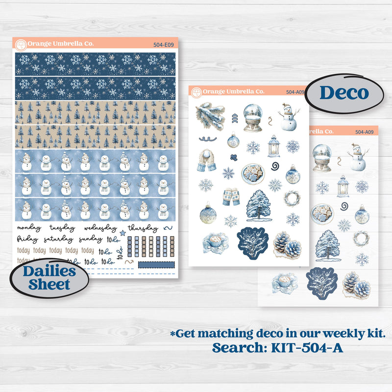 Nostalgic Frosty Winter Kit | Hobonichi Cousin Weekly & Daily Planner Kit Stickers | Frosted Windowpanes | KIT-504-E