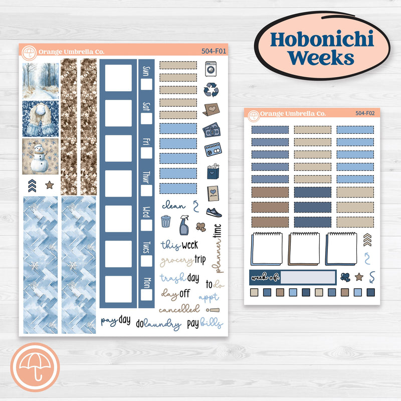 Nostalgic Frosty Winter Kit | Hobonichi Weeks Weekly Planner Kit Stickers | Frosted Windowpanes | KIT-504-F