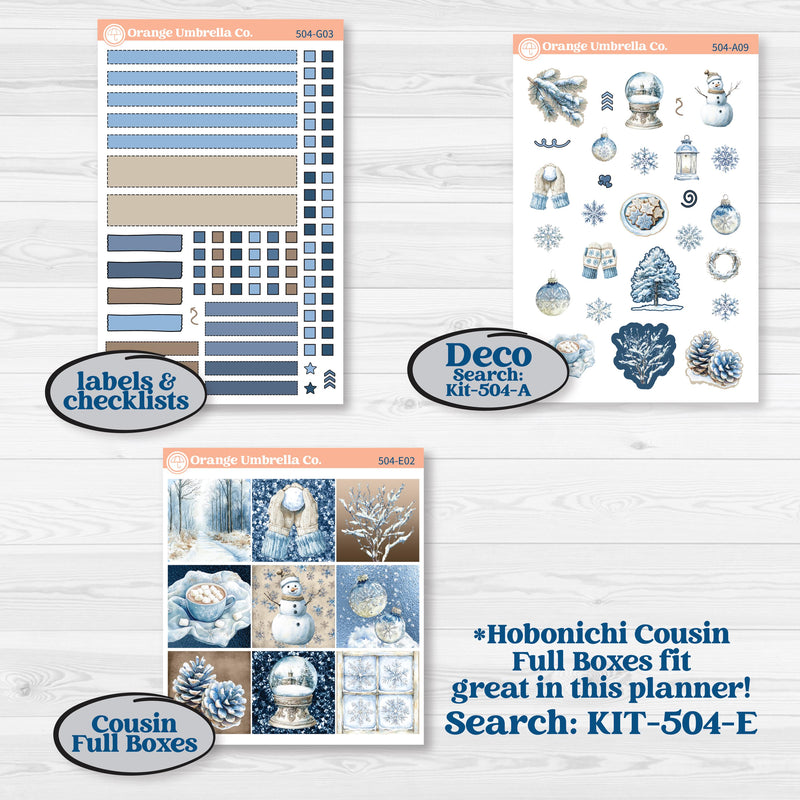 Nostalgic Frosty Winter Kit | Erin Condren Weekly Dashboard Planner Kit Stickers | Frosted Windowpanes | KIT-504-G