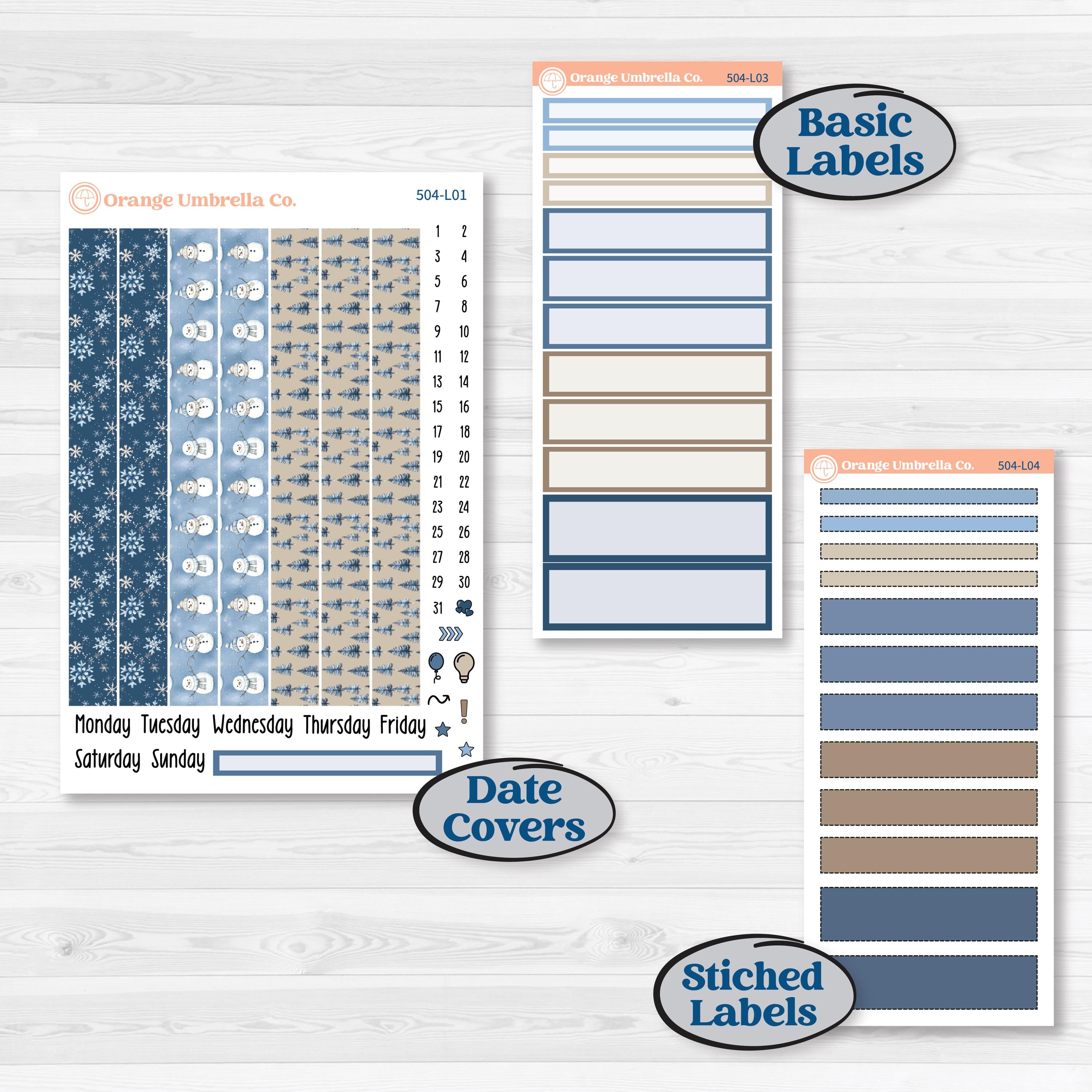 Nostalgic Frosty Winter Kit | 7x9 Plum Daily Planner Kit Stickers | Frosted Windowpanes | KIT-504-L