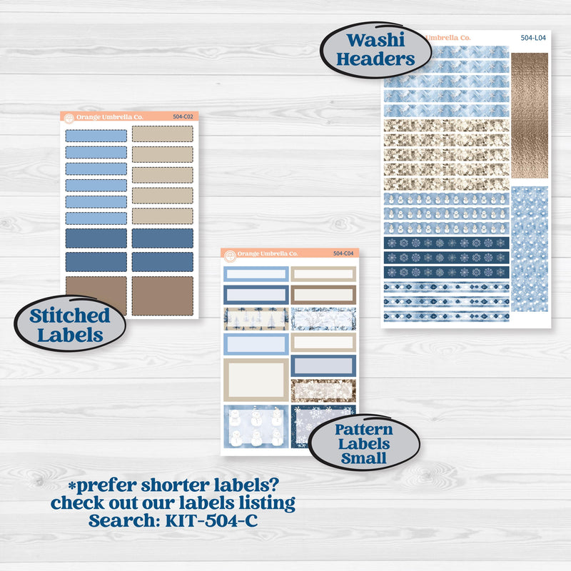 Nostalgic Frosty Winter Kit | 7x9 Plum Daily Planner Kit Stickers | Frosted Windowpanes | KIT-504-L
