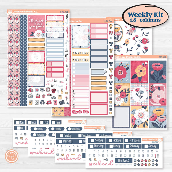 Cheerful Floral Kit | Weekly Sticker Kit for Vertical Planners like Erin Condren | Beatriz | KIT-505-A