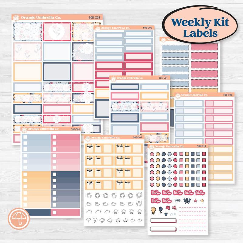 Cheerful Floral Kit | Weekly Add-On Labels Planner Kit Stickers | Beatriz | KIT-505-C