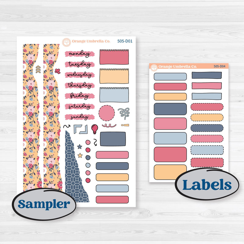 Cheerful Floral Kit | Journaling or Scrapbooking Kit | Creative Junk Journal Planner Stickers | Beatriz | KIT-505-D