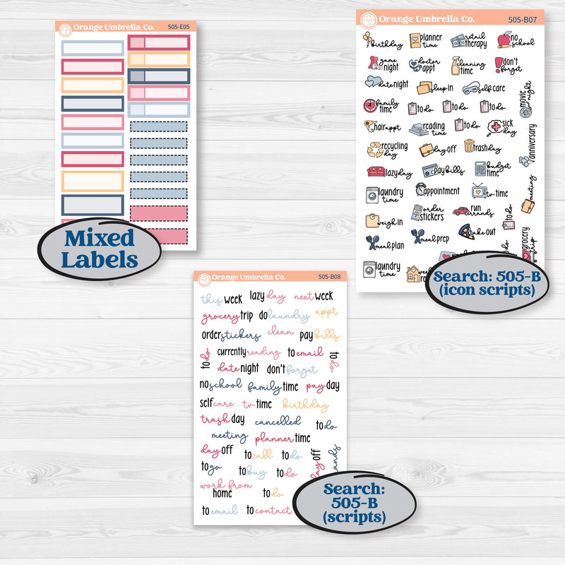 Cheerful Floral Kit | Hobonichi Cousin Weekly & Daily Planner Kit Stickers | Beatriz | KIT-505-E