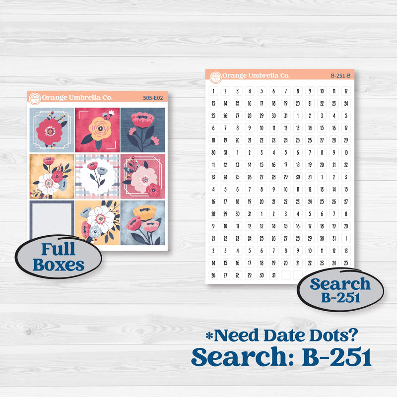 Cheerful Floral Kit | Hobonichi Cousin Weekly & Daily Planner Kit Stickers | Beatriz | KIT-505-E