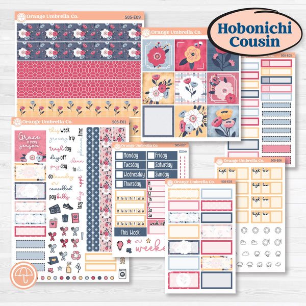 Cheerful Floral Kit | Hobonichi Cousin Weekly & Daily Planner Kit Stickers | Beatriz | KIT-505-E