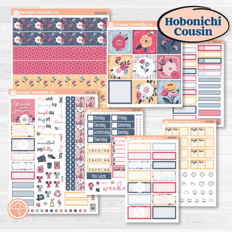 Cheerful Floral Kit | Hobonichi Cousin Weekly & Daily Planner Kit Stickers | Beatriz | KIT-505-E