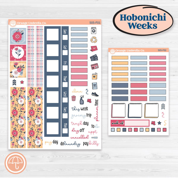 Cheerful Floral Kit | Hobonichi Weeks Weekly Planner Kit Stickers | Beatriz | KIT-505-F