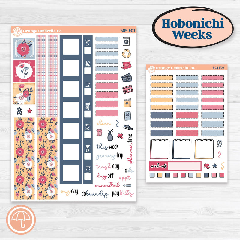Cheerful Floral Kit | Hobonichi Weeks Weekly Planner Kit Stickers | Beatriz | KIT-505-F