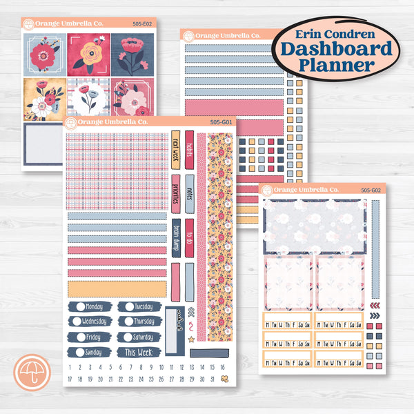 Cheerful Floral Kit | Erin Condren Weekly Dashboard Planner Kit Stickers | Beatriz | KIT-505-G