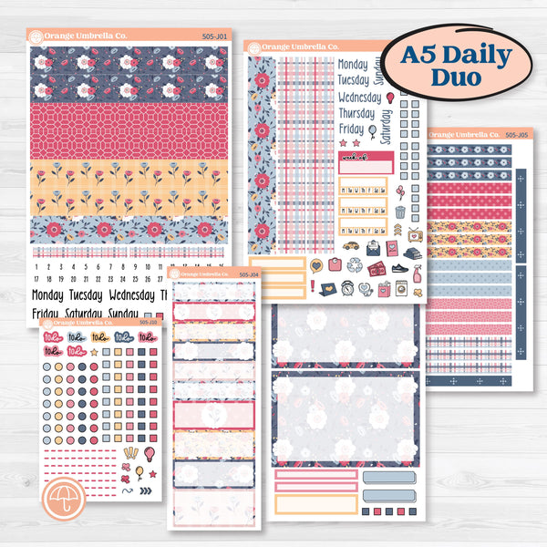 Cheerful Floral Kit | A5 Daily Duo Planner Kit Stickers | Beatriz | KIT-505-J