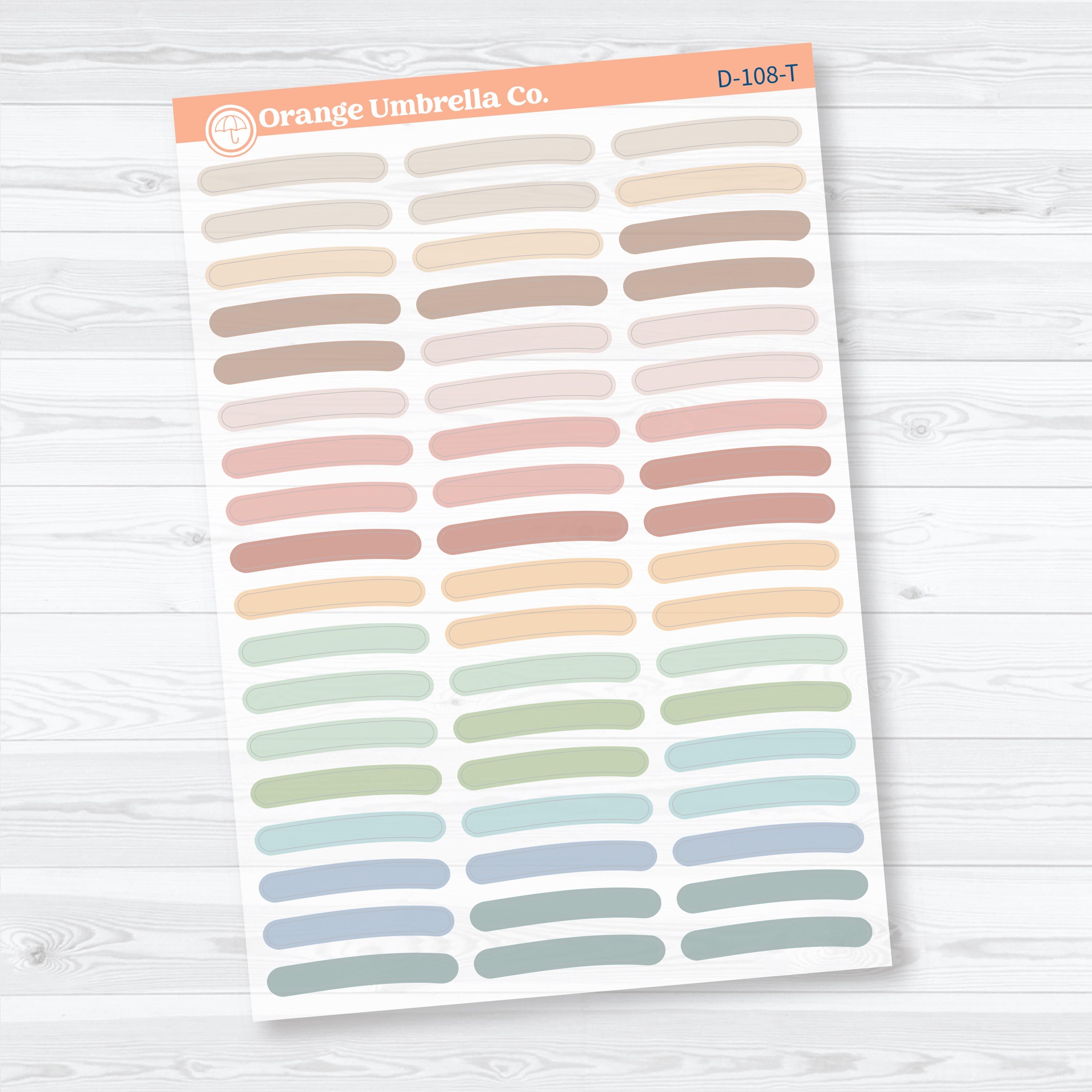 Highlighter Brush Strokes | Clear Matte Deco Planner Stickers | D-108-CM