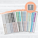 Mini date covers planner stickers in Laurel Denise style, F18 font white matte sheet with weekday labels for planners and journals.