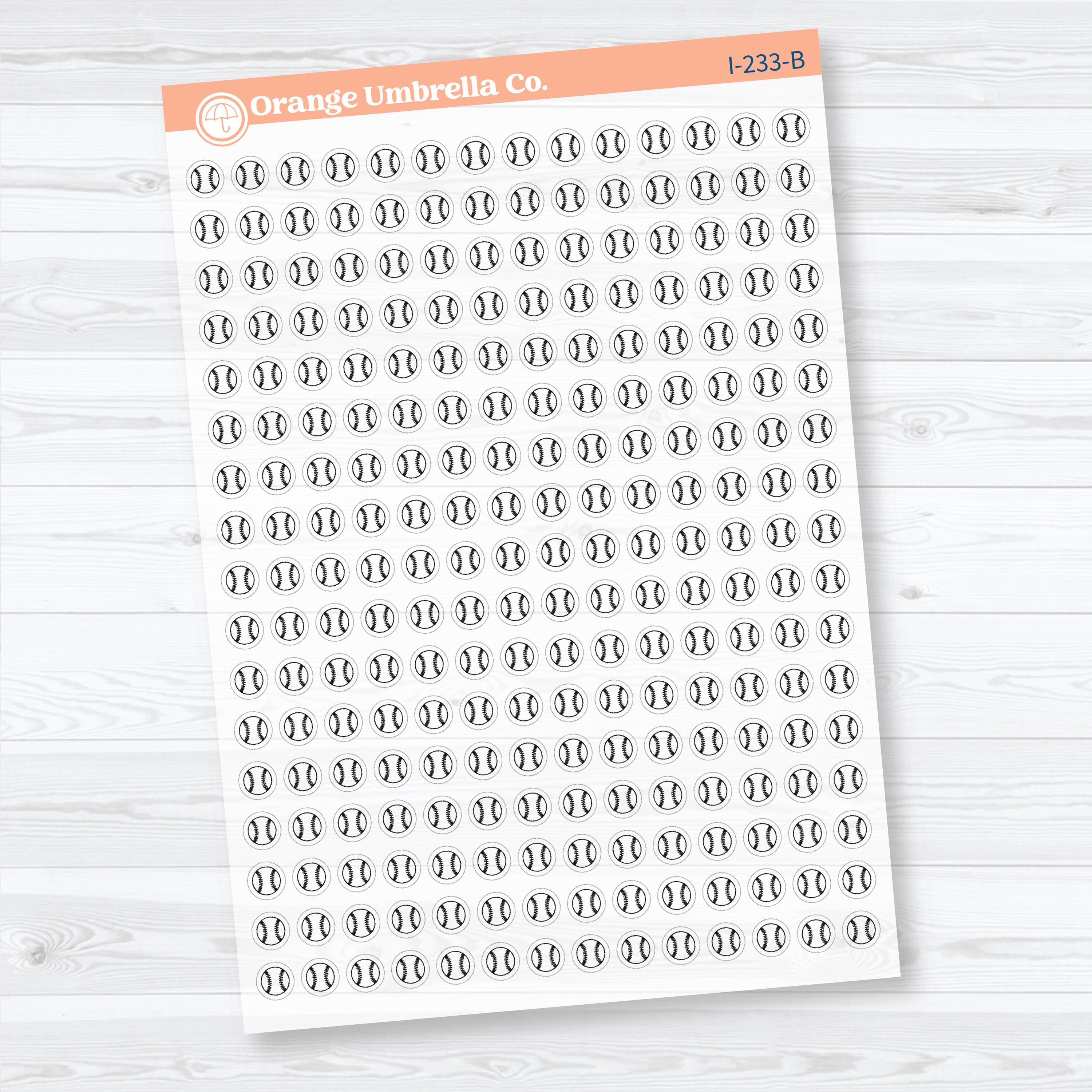 Micro Baseball Icons | Clear Matte Planner Stickers | I-233-CM