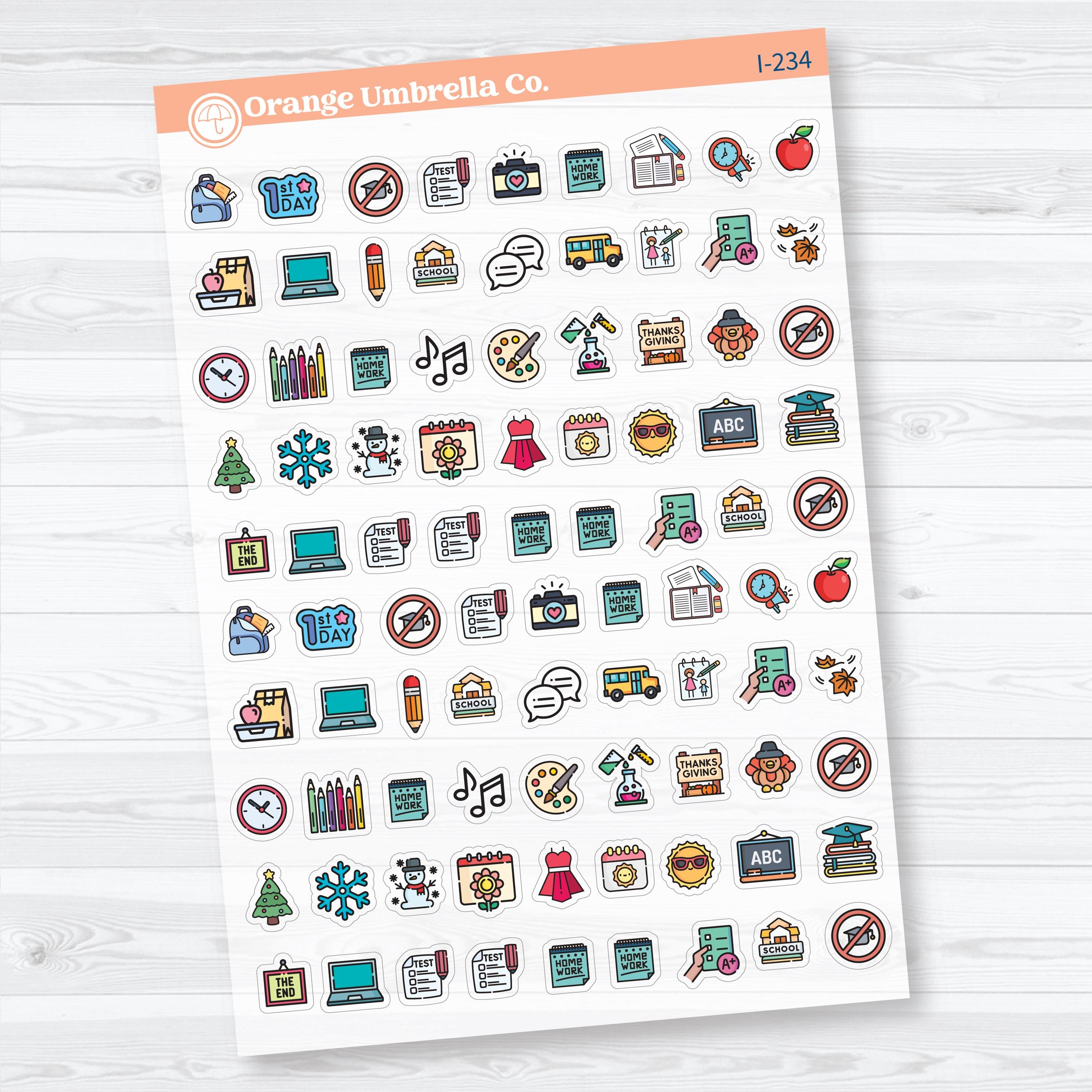 School Event Themed Icons | Clear Matte Planner Stickers | I-234-CM