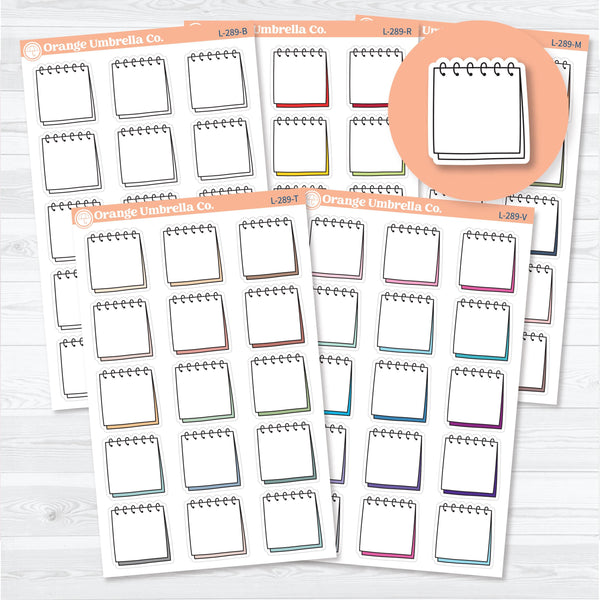 Spiral top notepad planner stickers — large journaling labels — white matte sheet of 15 stickers for journals, scrapbooks, and faith planning.