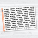 Clear Matte Days of the Week Funky Font Planner Stickers | B-086-CM