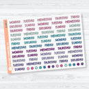 Clear Matte Days of the Week Funky Font Planner Stickers | B-086-CM
