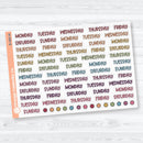 Clear Matte Days of the Week Funky Font Planner Stickers | B-086-CM