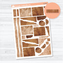 Rustic torn paper decorative planner stickers, brown textured pieces for scrapbooking, journaling, and collage projects.
