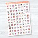 February and Valentine's Day Clear Matte Icon Planner Stickers | Functional Planner Icons | I-235-CM