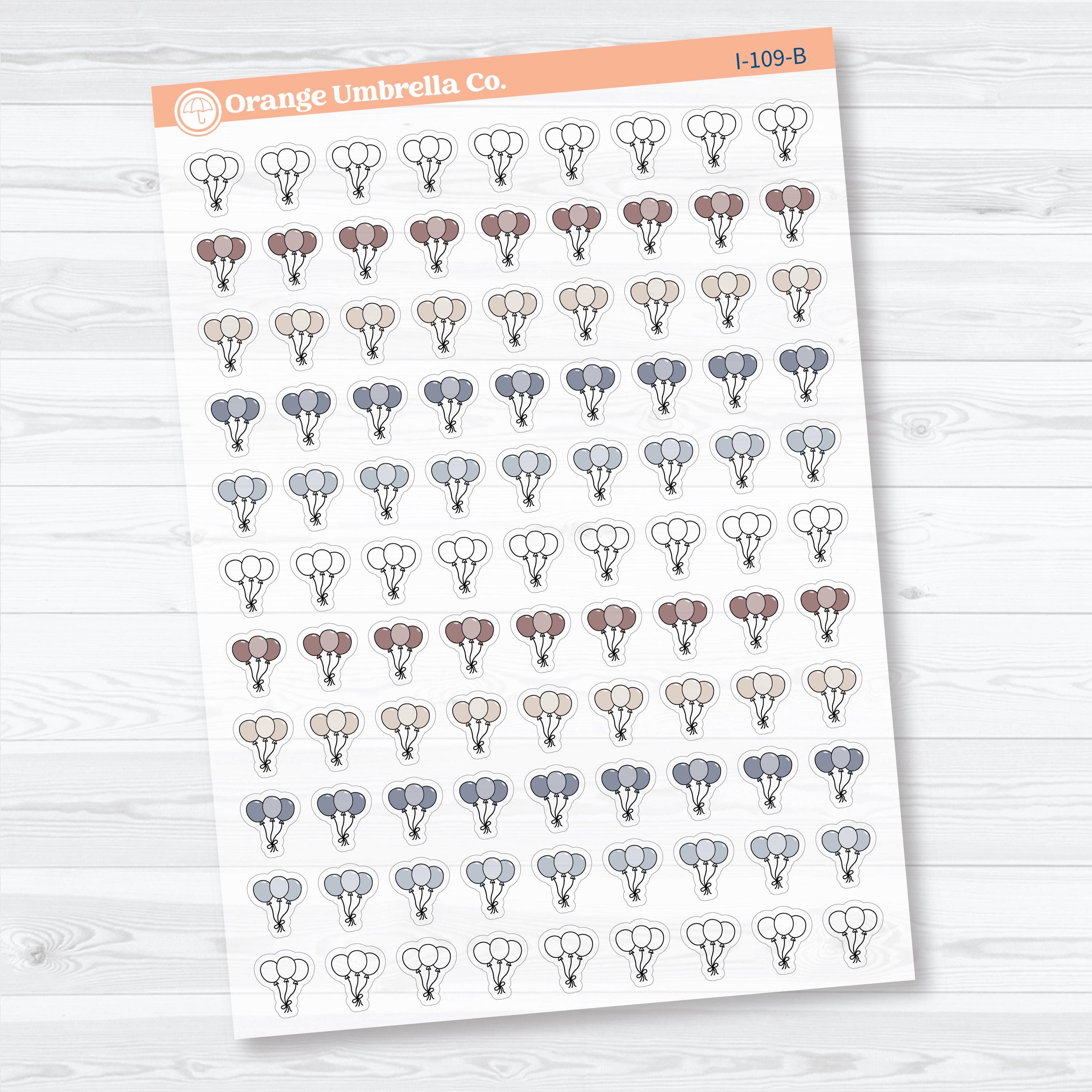 Birthday Celebration Balloon Icon Clear Matte Planner Stickers | Party & Event Planner Sticker | I-109-CM